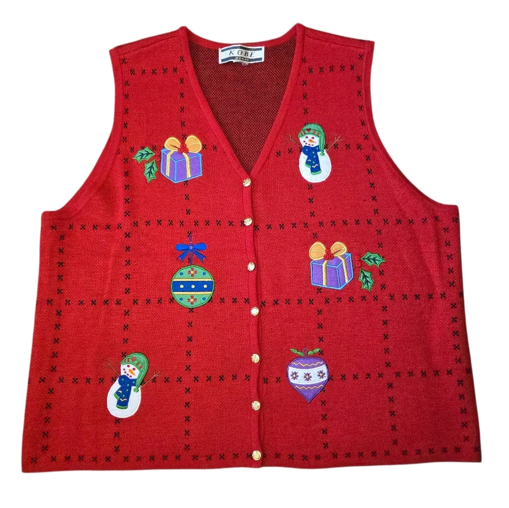 Vintage Kobe Woman Christmas Sweater Vest